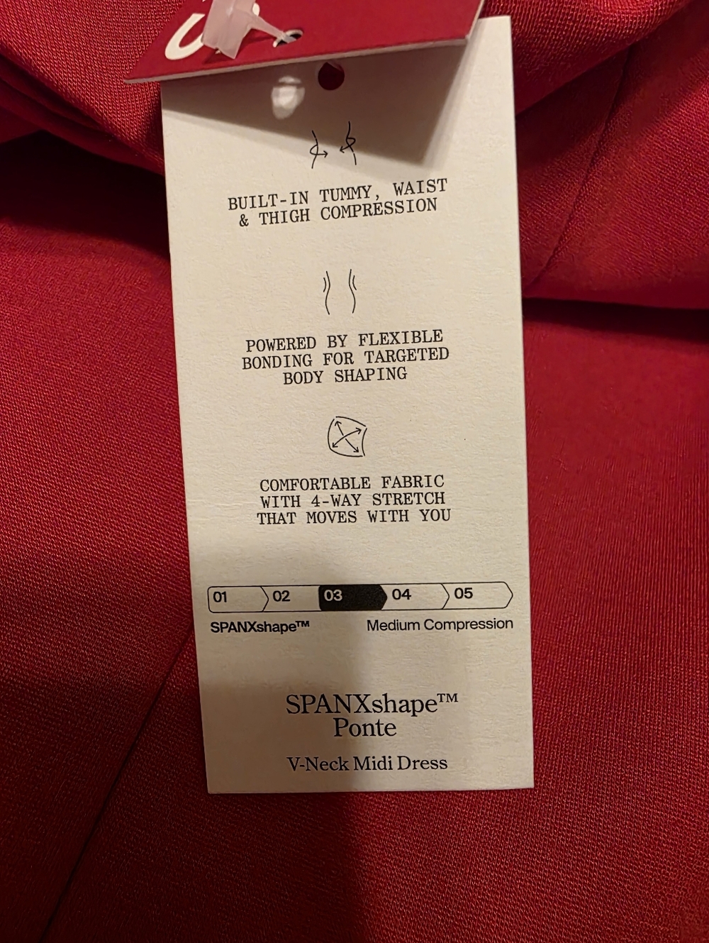NWT SPANX Shape Red Ponte V-Neck Sleeveless Midi Dress Size M - Picture 7 of 9